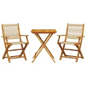 Syfax 3-tlg. Bistro-Set Beige Polypropylen und Massivholz