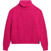 Superdry für Damen. W6110397A Slouchy Stitch Roll Pullover rosa (XS), Lässig, Acryl