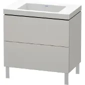 Duravit L-Cube c-bonded Set stehend, 2 Schubkästen, ohne Überlauf, ohne Hahnloch, 800x698x480mm, LC6937N0707, Farbe: Betongrau Matt Dekor