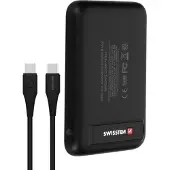 Swissten 5000mAh MagSafe Powerbank mit Magnet- und Klebepad, USB-C 20W – Schwarz