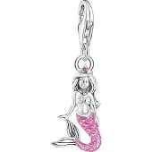 Thomas Sabo Charm-Einhänger "kleine Meerjungfrau", rosa (silberfarben, rosa, rot, rot), Charms, Damen, Silber 925 (recycelt), Charm-Einhänger, mit Korund (synth.)