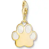 Thomas Sabo Charm-Einhänger "Hundepfote mit weißer Kaltemaille", gold (gelbgoldfarben), Charms, Damen, Silber 925 (recycelt), Charm-Einhänger
