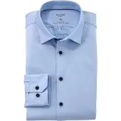 Olymp Businesshemd "No. Six 24/Seven super slim", Herren, Gr. 37, N-Gr, blau (hellblau), Web, Obermaterial: 92% Baumwolle, 8% Elasthan, sehr schmal, Hemden Businesshemd, in bequemer Jersey-Qualität