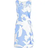 Vera Mont Cocktailkleid "Cocktailkleid mit Blumenprint", Damen, Gr. 36, EURO, blau (blau, weiß), Obermaterial: 90% Polyester PES. 10% Elasthan EL., Kleider Cocktailkleid