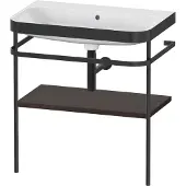 Duravit Happy D.2 Plus c-bonded Set mit Metallkonsole, 775x490mm, Ohne Hahnloch, HP4737N6969, Farbe: Nussbaum gebürstet Echtholzfurnier