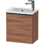 Duravit D-Neo Waschtischunterbau wandhängend, 410x440x274mm, eine Tür, Türanschlag Rechts, mit Griff Diamantschwarz, DE4259RBD790000, Farbe: Nussbaum Matt Dekor