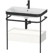 Duravit Happy D.2 Plus c-bonded Set mit Metallkonsole und Schubkasten, 775x490mm, 1 Hahnloch, HP4742O3636, Farbe: Weiß Seidenmatt Lack