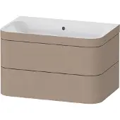 Duravit Happy D.2 Plus c-bonded Set wandhängend, 775x490mm, 2 Schubkästen, ohne Hahnloch, HP4637N7575, Farbe: Leinen Dekor