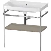 Duravit Happy D.2 Plus c-shaped Set mit Metallkonsole, 775x490mm, Ohne Hahnloch, HP4837N9292, Farbe: Steingrau Seidenmatt Lack
