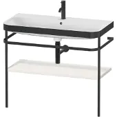 Duravit Happy D.2 Plus c-bonded Set mit Metallkonsole, 975x490m, 1 Hahnloch, HP4738O3939, Farbe: Nordic Weiß Seidenmatt Lack