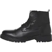 Jack & Jones 12258045_212_42, Stiefel, Schwarz, Anthrazit, Rundzeh, Schnürverschluss, Reißverschluss, Mikrofaser, 100% Polyester