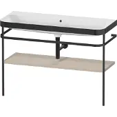 Duravit Happy D.2 Plus c-bonded Set mit Metallkonsole, 1175x490mm, Ohne Hahnloch, HP4739N60600000, Farbe: Taupe Seidenmatt Lack