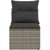 vidaXL Gartensofa ohne Armlehnen mit Kissen Grau Poly Rattan