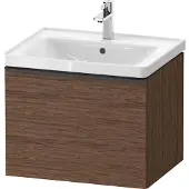 Duravit D-Neo Waschtischunterbau wandhängend, 584x440x452mm, 1 Auszug, mit Griff Diamantschwarz, DE42490BD210000, Farbe: Nussbaum Dunkel Matt Dekor
