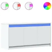 Syfax TV-Schrank mit LED-Beleuchtung Weiß 100x34x50 cm Holzwerkstoff