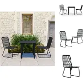 vidaXL 3-tlg. Garten-Essgruppe Poly Rattan und Glas - Gartenmöbel-Sets