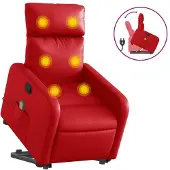 Syfax Massagesessel mit Aufstehhilfe Rot Kunstleder