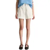 Marc O'Polo Shorts DENIM, Damen, Gr. M, N-Gr, weiß (silky weiß), Web, Obermaterial: 100% Baumwolle, relaxed fit ca. Mitte Oberschenkel, Hosen Shorts, relaxed aus Papertouch-Popeline