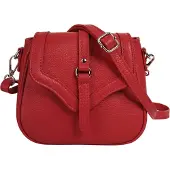 Cluty Umhängetasche , Damen, Gr. B/H/T: 19cm x 17cm x 7cm onesize, rot, Leder, leicht glänzend, unifarben, Taschen Umhängetasche, echt Leder, Made in Italy