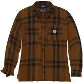 Carhartt Rugged Flex Loose Fit Midweight Flannel Long-sleeve Plaid Shirt brown heather (B11) L REG