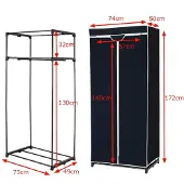Coast Kleiderschrank Stoffschrank Klappbarer Textilschrank Campingschrank Stoffschrank Klappbarer Kleiderschrank mit Kleiderstange 172 x 74 x 50cm (Braun)