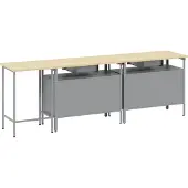 vidaXL Werkbank-Set 3 stk. Schwarz und Grau Pulverbeschichteter Stahl