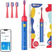 Bitvae Schallzahnbürste für Kinder mit Anwendung und Bvk7S Spitzen-Set (blau)