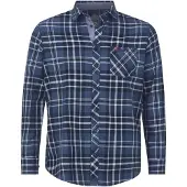 Jan Vanderstorm Langarmhemd "Hemd NORSEN", Herren, Gr. XXL, weit, blau (dunkelblau kariert), Obermaterial: 100% Baumwolle CO., Hemden Langarmhemd
