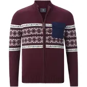 Jan Vanderstorm Strickjacke "Strickjacke BJORNSEN", Herren, Gr. L, rot (dunkelrot gemustert), Obermaterial: 60% Baumwolle CO. 40% Polyacryl PAN., Strickjacken Strickjacke