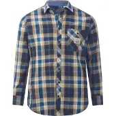 Jan Vanderstorm Langarmhemd "Hemd NORLUND", Herren, Gr. XL, weit, braun (braun kariert), Obermaterial: 100% Baumwolle CO., Hemden Langarmhemd