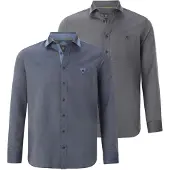 Jan Vanderstorm Langarmhemd "Doppelpack Hemd JORLAND", Herren, Gr. 7XL, weit, schwarz (schwarz blau gemustert), Obermaterial: 100% Baumwolle CO., Hemden Langarmhemd