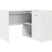 Syfax Eck-Schreibtisch mit Schubladen mit Regal Weiß 102 x 88 x 75 cm