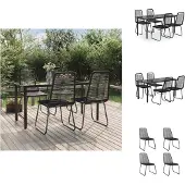 vidaXL 5-tlg. Garten-Essgruppe Schwarz - Gartenmöbel-Sets