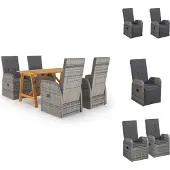 vidaXL 5-tlg. Garten-Essgruppe Grau - Gartenmöbel-Sets