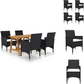 vidaXL 5-tlg. Garten-Essgruppe Schwarz - Gartenmöbel-Sets