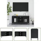 The Living Store TV-Schrank Schwarz 105x35x52 cm Stahl und Glas
