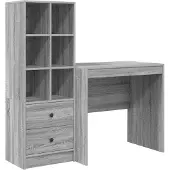 vidaXL Schreibtisch Graues Sonoma 125,5 x 50 x 127 cm 2 stk.