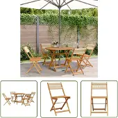 The Living Store 5-tlg. Garten-Essgruppe Polypropylen und Massivholz Beige