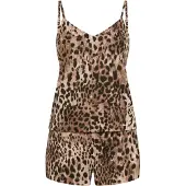 LASCANA Shorty , Damen, Gr. 48/50, leo bedruckt, Single Jersey, Obermaterial: 50% Baumwolle, 50% Viskose, schmal kurz, V-Ausschnitt, Homewear-Sets Shorty, mit schönem Druck
