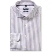 Olymp Langarmhemd "Luxor", Herren, Gr. 39, N-Gr, mauve, Web, Obermaterial: 100% Baumwolle, gestreift, normal, 2-Knopf-Manschette, Hemden Langarmhemd, modern fit, Royal -Kentkragen, Businesshemd