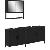vidaXL Badezimmermöbel-Set 3 stk. Schwarz 80 x 30 x 60 cm