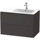 Duravit L-Cube Waschtischunterbau wandhängend, 2 Schubkästen, Becken rechts, 820x550x481mm, LC629208080, Farbe: Graphit Supermatt Dekor