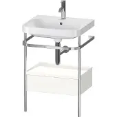 Duravit Happy D.2 Plus c-shaped Set mit Metallkonsole und Schubkasten, 575x490mm, 1 Hahnloch, HP4840O3636, Farbe: Weiß Seidenmatt Lack