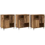 Syfax Sideboard Altholz, 3-teilig, 70x60x35 cm, mit 2 Türen und konischen Metallbeinen