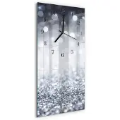 Tulup Glasuhr Wanduhr Küchenuhr Echt-Glas 30x60 Brokat Silber