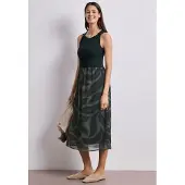 Street One Midikleid , Damen, Gr. 42, N-Gr, deep bound grün, Web, Obermaterial: 97% Viskose, 3% Elasthan. Futter: 100% Viskose, bedruckt, wadenlang, Rundhals, Kleider Midikleid, Strukturmix, bedruckt