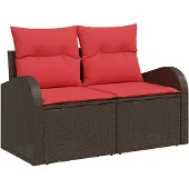 vidaXL Gartensofa 2-Sitzanzahl Braun Poly-Rattan