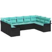 vidaXL Gartensofa-set 9 stk. Schwarz Poly-Rattan
