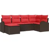 Syfax Gartensofa-set 6 stk. Braun [Synthetisch]: Poly Rattan