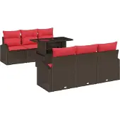 Syfax Gartensofa-set 7 stk. Braun Poly Rattan